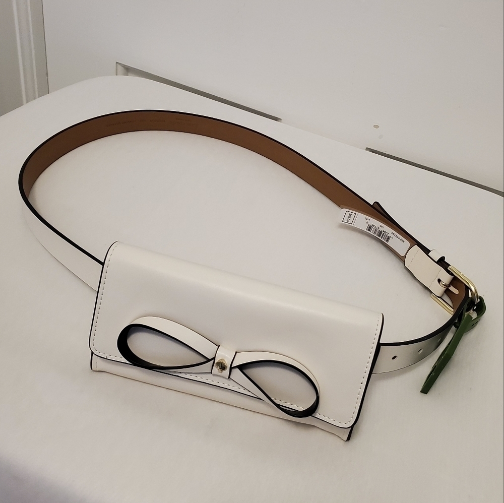 NWT Kate Spade Ivory White Leather Beltbag Large/XLarge, Ret. $98.00